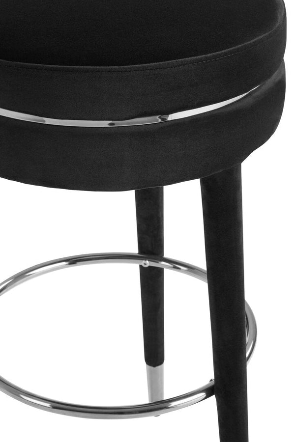 Manhattan Grey Velvet Bar Stool with Rubberwood Legs - Canwell Interiors Limited - Xshowhome