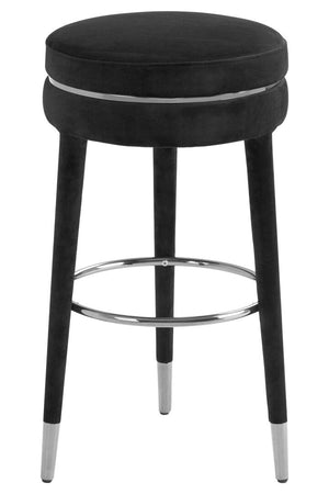Manhattan Grey Velvet Bar Stool with Rubberwood Legs - Canwell Interiors Limited - Xshowhome