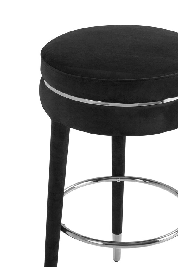 Manhattan Grey Velvet Bar Stool with Rubberwood Legs - Canwell Interiors Limited - Xshowhome