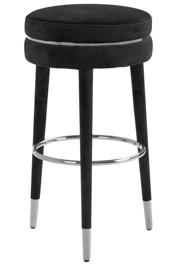 Manhattan Grey Velvet Bar Stool with Rubberwood Legs - Canwell Interiors Limited - Xshowhome