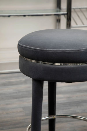 Manhattan Grey Velvet Bar Stool with Rubberwood Legs - XShowhome Limited - Xshowhome
