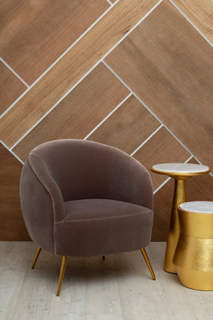 Manhattan Mink Velvet Curved Accent Chair - Canwell Interiors Limited - Xshowhome