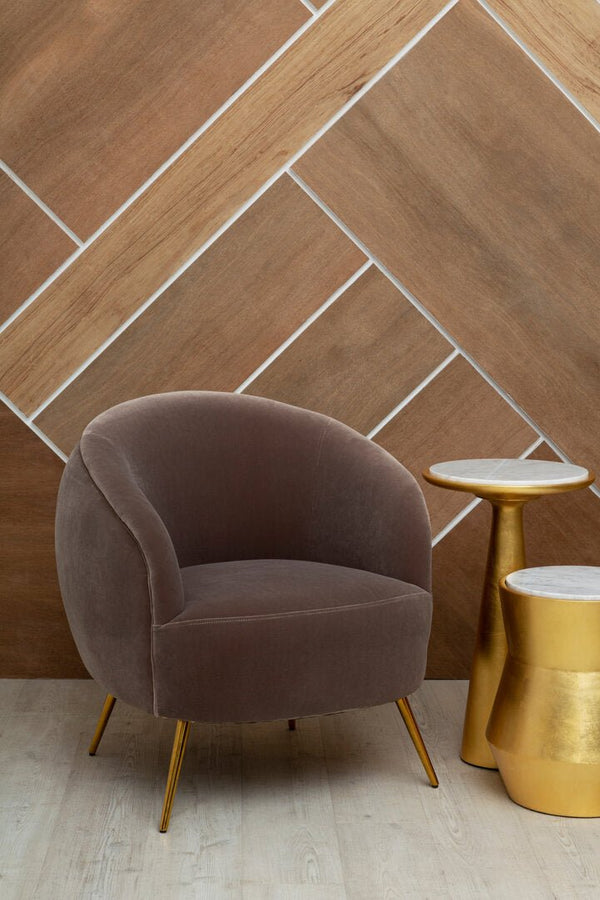 Manhattan Mink Velvet Curved Accent Chair - Canwell Interiors Limited - Xshowhome