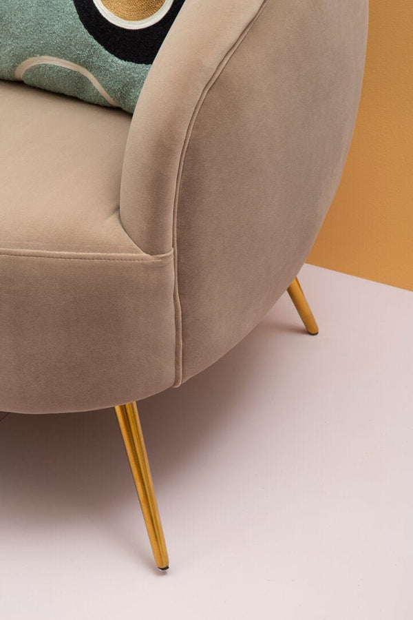 Manhattan Mink Velvet Curved Accent Chair - Canwell Interiors Limited - Xshowhome