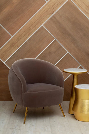 Manhattan Mink Velvet Curved Accent Chair - XShowhome Limited - Xshowhome