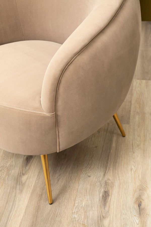 Manhattan Mink Velvet Curved Accent Chair - XShowhome Limited - Xshowhome