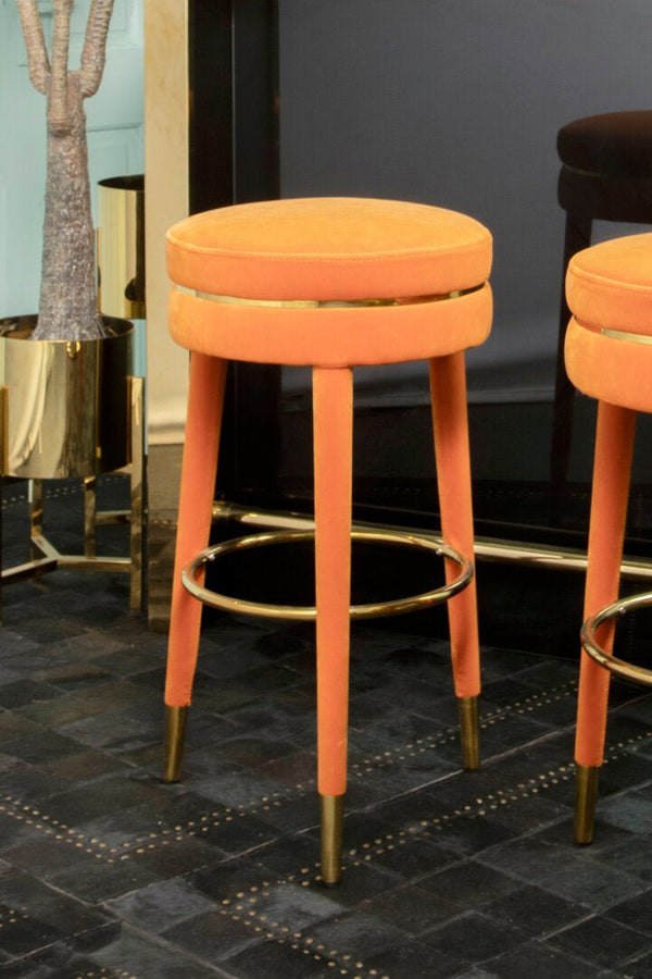 Manhattan Orange Velvet Bar Stool - Canwell Interiors Limited - Xshowhome