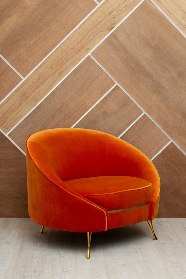 Manhattan Orange Velvet Cocoon Chair - Canwell Interiors Limited - Xshowhome