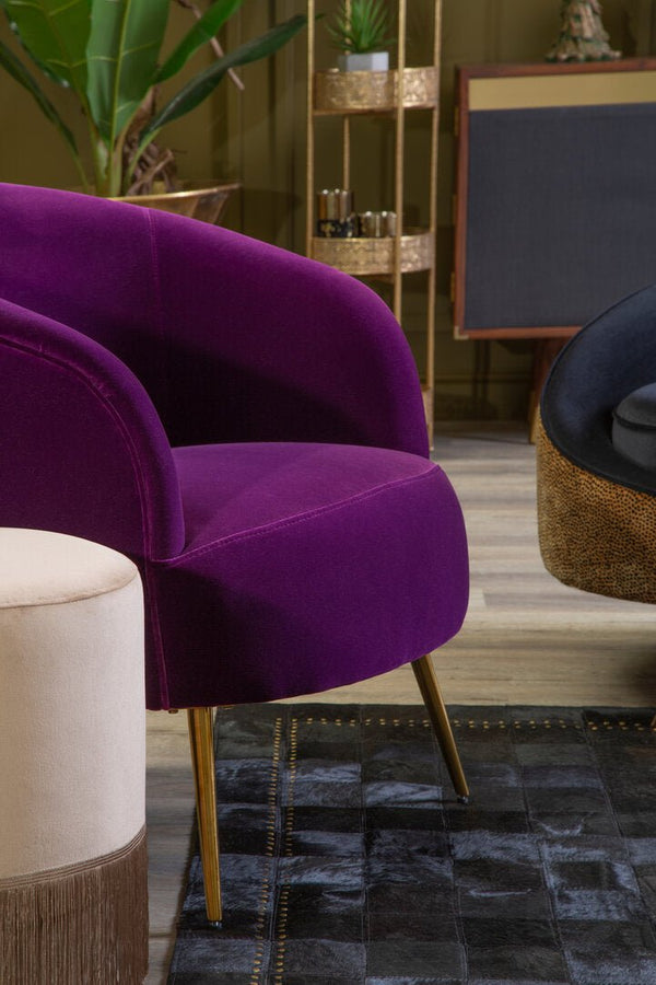 Manhattan Purple Velvet Curved Accent Chair - Canwell Interiors Limited - Xshowhome