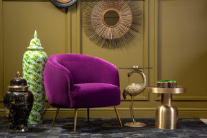 Manhattan Purple Velvet Curved Accent Chair - Canwell Interiors Limited - Xshowhome