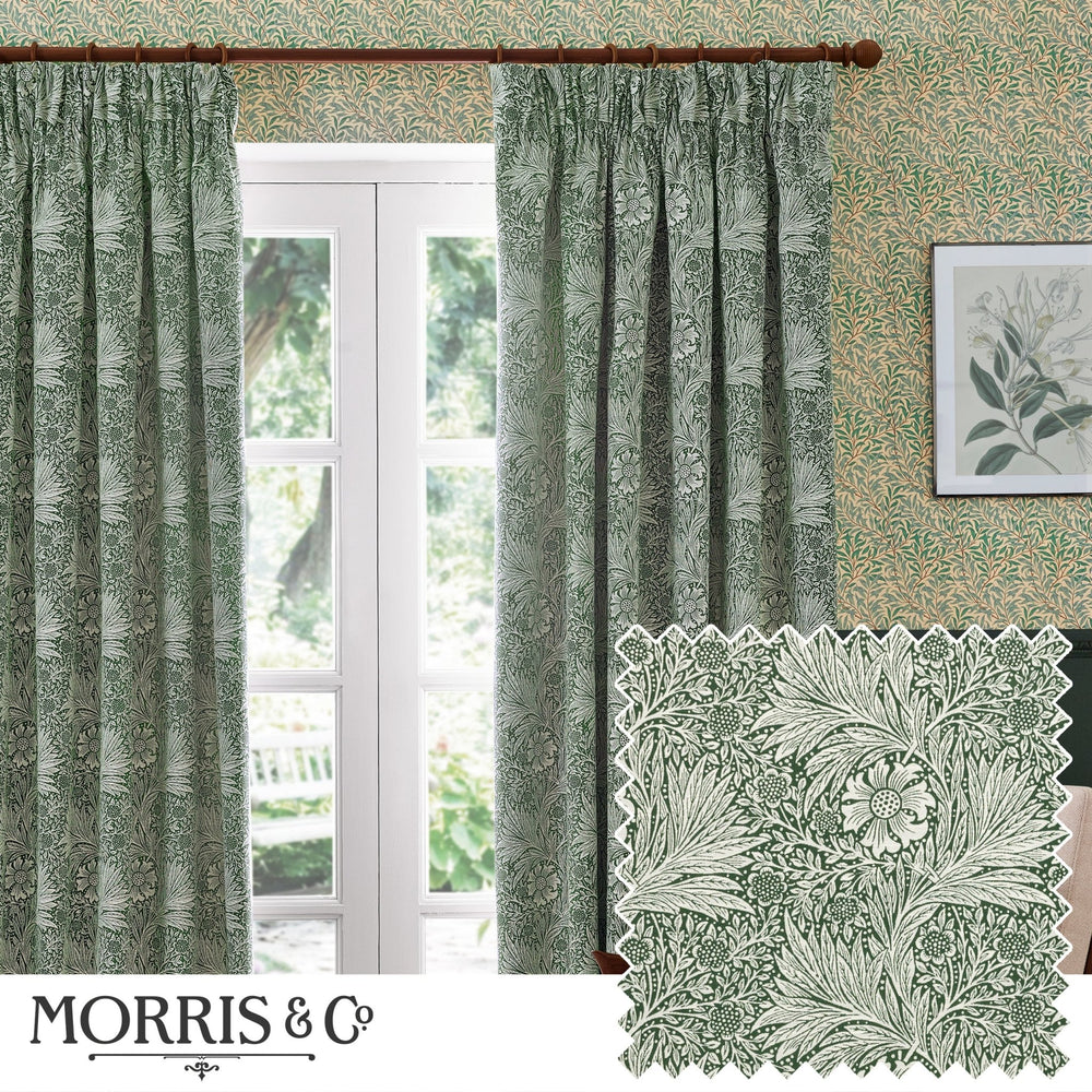 Marigold 228x182 Pencil Pleat Curtains Leaf Green - Canwell Interiors Limited - Riva