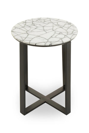 Marmara Marble Top Side Table With Black Iron Stand - XShowhome Limited - Xshowhome