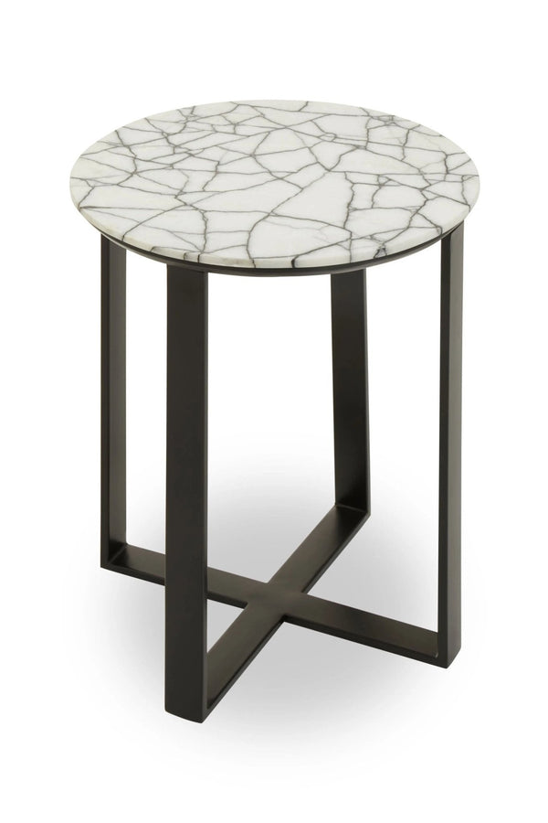 Marmara Marble Top Side Table With Black Iron Stand - XShowhome Limited - Xshowhome