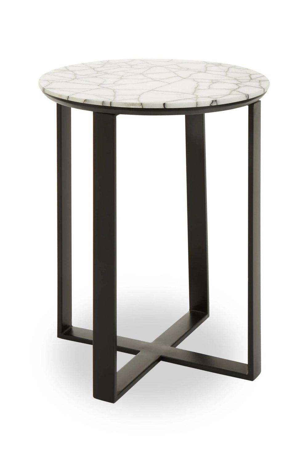 Marmara Marble Top Side Table With Black Iron Stand - XShowhome Limited - Xshowhome