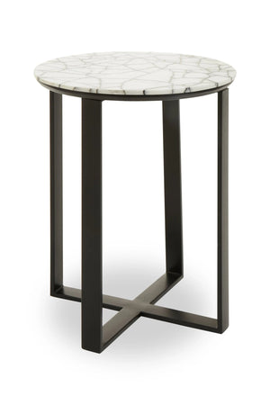 Marmara Marble Top Side Table With Black Iron Stand - XShowhome Limited - Xshowhome