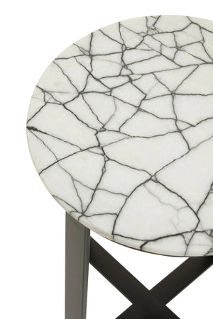 Marmara Marble Top Side Table With Black Iron Stand - XShowhome Limited - Xshowhome