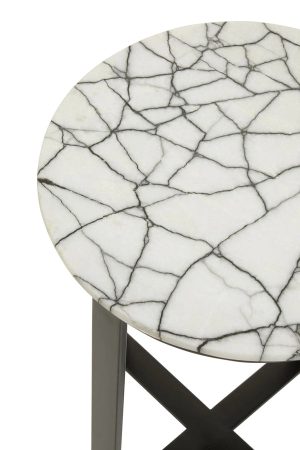Marmara Marble Top Side Table With Black Iron Stand - XShowhome Limited - Xshowhome