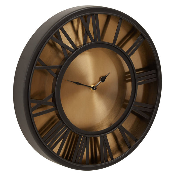 Mateo 41cm Dia Black and Antique Gold Small Wall Clock - Canwell Interiors Limited - Xshowhome
