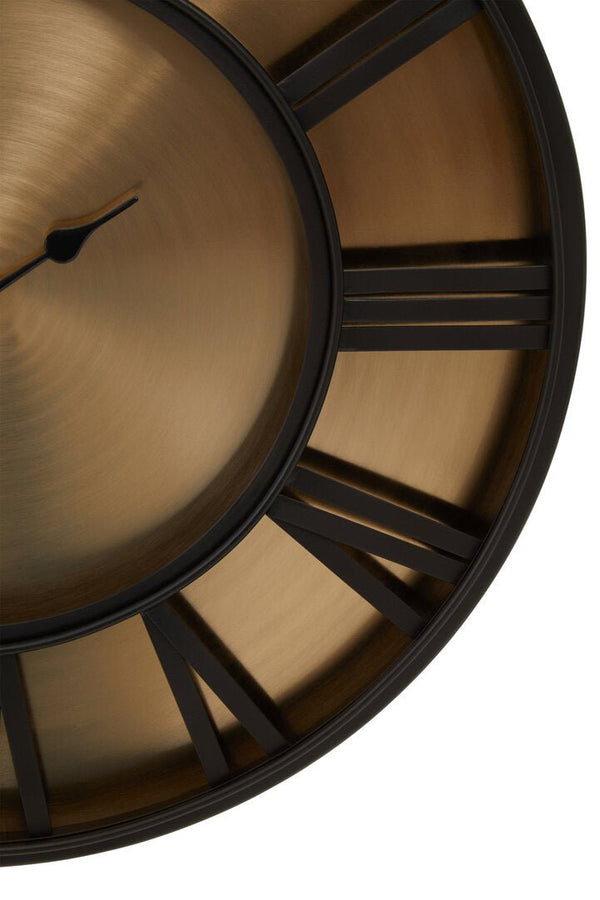 Mateo 51cm Dia Black and Antique Gold Large Wall Clock - Canwell Interiors Limited - Xshowhome