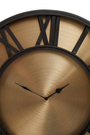 Mateo 51cm Dia Black and Antique Gold Large Wall Clock - Canwell Interiors Limited - Xshowhome
