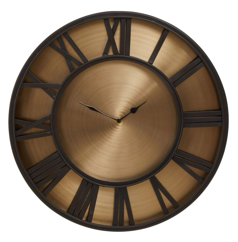 Mateo 51cm Dia Black and Antique Gold Large Wall Clock - XShowhome Limited - Xshowhome