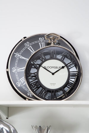 Mateo Nickel Finish Pocket Style Wall Clock - Canwell Interiors Limited - Xshowhome