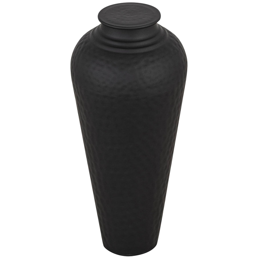 Matt Black Hammered Vase with Lid - Canwell Interiors Limited - Hills