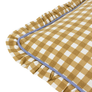 Maude Gingham 45x45 Feather Filled Cushion Gold - Canwell Interiors Limited - Riva