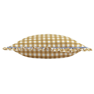 Maude Gingham 45x45 Feather Filled Cushion Gold - Canwell Interiors Limited - Riva
