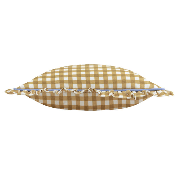 Maude Gingham 45x45 Feather Filled Cushion Gold - Canwell Interiors Limited - Riva