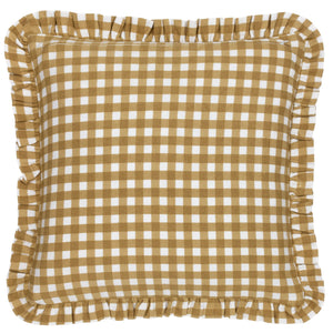 Maude Gingham 45x45 Feather Filled Cushion Gold - Canwell Interiors Limited - Riva