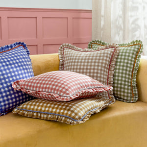 Maude Gingham 45x45 Feather Filled Cushion Gold - Canwell Interiors Limited - Riva