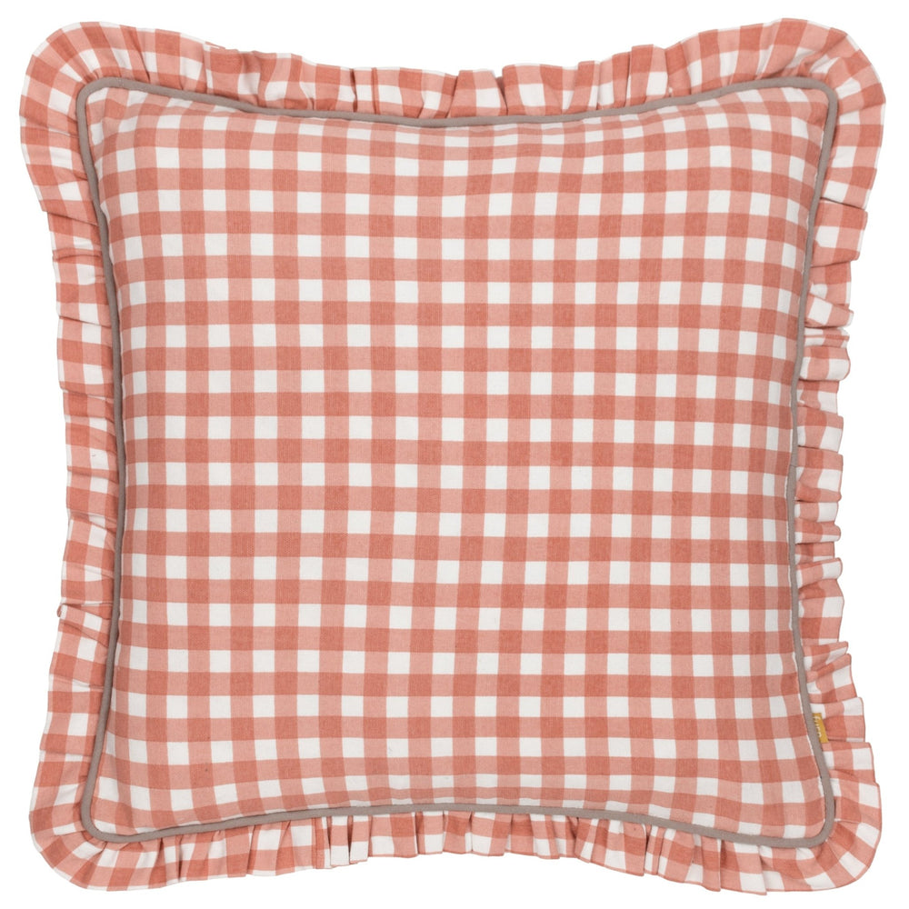 Maude Gingham 45x45 Feather Filled Cushion Rose - Canwell Interiors Limited - Riva