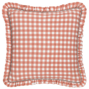 Maude Gingham 45x45 Feather Filled Cushion Rose - Canwell Interiors Limited - Riva
