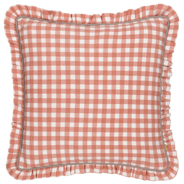 Maude Gingham 45x45 Feather Filled Cushion Rose - Canwell Interiors Limited - Riva