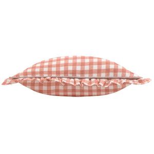Maude Gingham 45x45 Feather Filled Cushion Rose - Canwell Interiors Limited - Riva