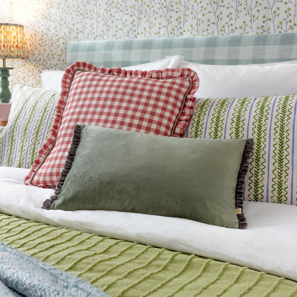 Maude Gingham 45x45 Feather Filled Cushion Rose - Canwell Interiors Limited - Riva