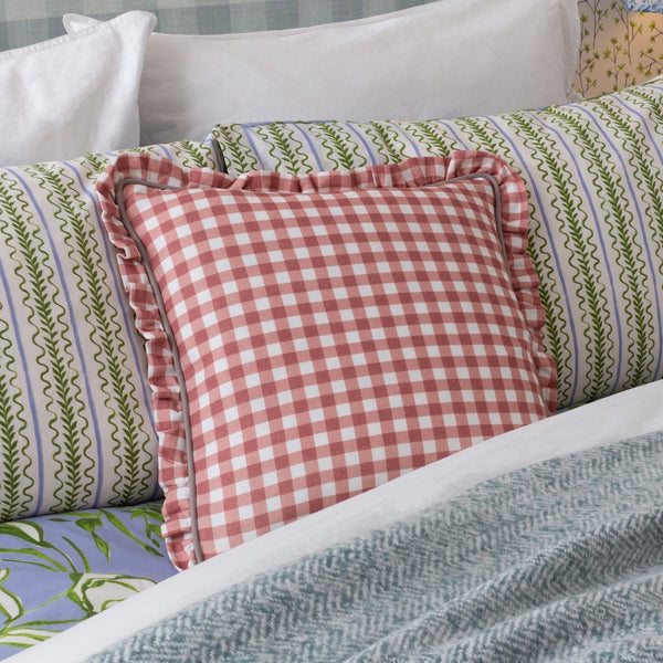 Maude Gingham 45x45 Feather Filled Cushion Rose - Canwell Interiors Limited - Riva