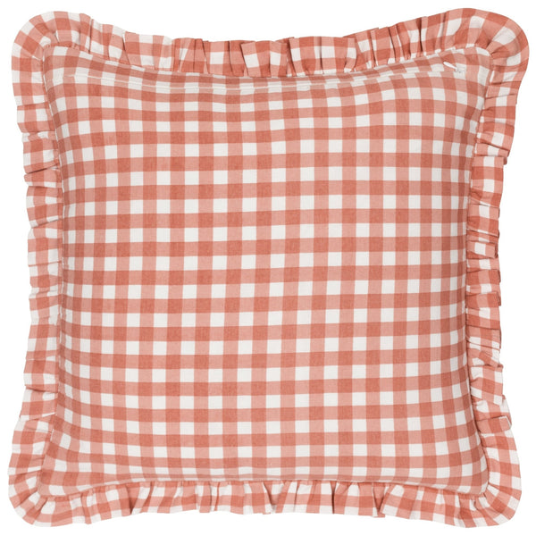Maude Gingham 45x45 Feather Filled Cushion Rose - Canwell Interiors Limited - Riva