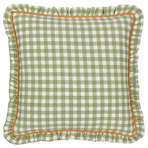 Maude Gingham 45x45 Feather Filled Cushion Sage - Canwell Interiors Limited - Riva