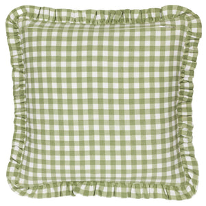 Maude Gingham 45x45 Feather Filled Cushion Sage - Canwell Interiors Limited - Riva