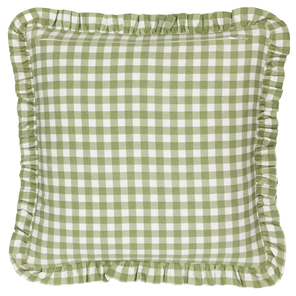 Maude Gingham 45x45 Feather Filled Cushion Sage - Canwell Interiors Limited - Riva