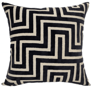 Maze Cut Velvet Pm Black 43x43 - Canwell Interiors Limited - Malini