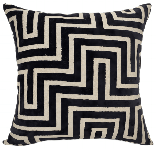 Maze Cut Velvet Pm Black 43x43 - Canwell Interiors Limited - Malini