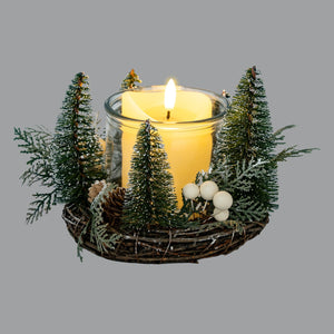 Medium Brush Tree Candle Wreath With Berries And Pinecones - Canwell Interiors Limited - Hills