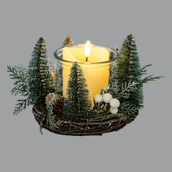 Medium Brush Tree Candle Wreath With Berries And Pinecones - Canwell Interiors Limited - Hills