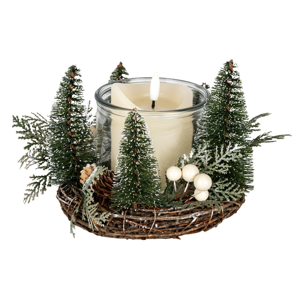 Medium Brush Tree Candle Wreath With Berries And Pinecones - Canwell Interiors Limited - Hills