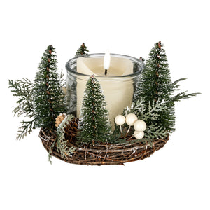 Medium Brush Tree Candle Wreath With Berries And Pinecones - Canwell Interiors Limited - Hills