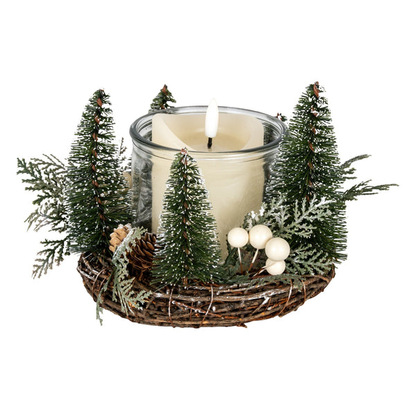 Medium Brush Tree Candle Wreath With Berries And Pinecones - Canwell Interiors Limited - Hills