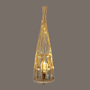 Medium Conical Wicker Lantern with Glass Holder & LED Lights - Canwell Interiors Limited - Hills
